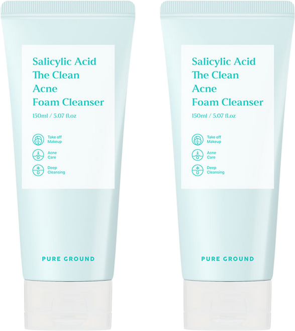 퓨어그라운드 살리실산 더 클린 아크네 폼클렌징 150ml 2개