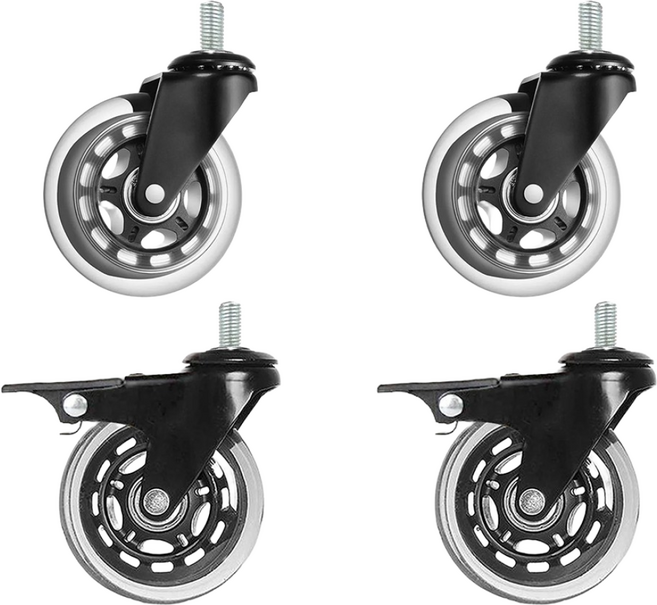 볼트 무소음 우레탄 의자 대차 카트 바퀴 2인치 3인치 4인치 캐스터, 4개, D9BM1020회전2개 D10BM10BK브레이크2개