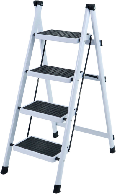 핫버튼 가정용 접이식 4단 사다리, 화이트, 1개