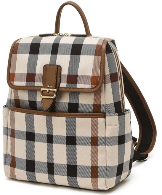 닥스 >>[선물추천] 브라운 체크 가죽 배색 자카드 백팩(DCBA5F639W2)