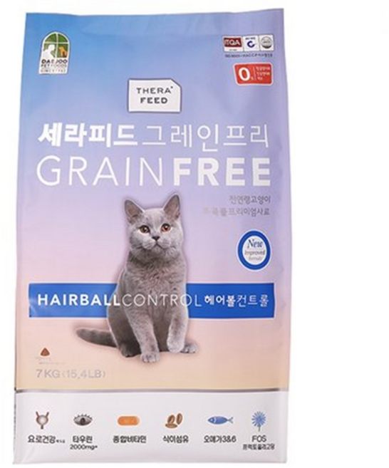 세라피드 고양이 그레인프리 기능성 사료, 헤어볼, 7kg, 1개