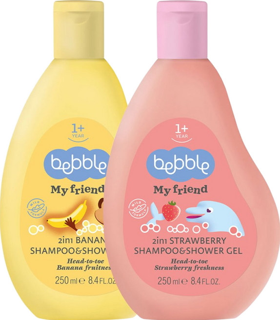 베블 어린이 유아 올인원 샴푸 앤 워시 (딸기 + 바나나), 1개, 250ml