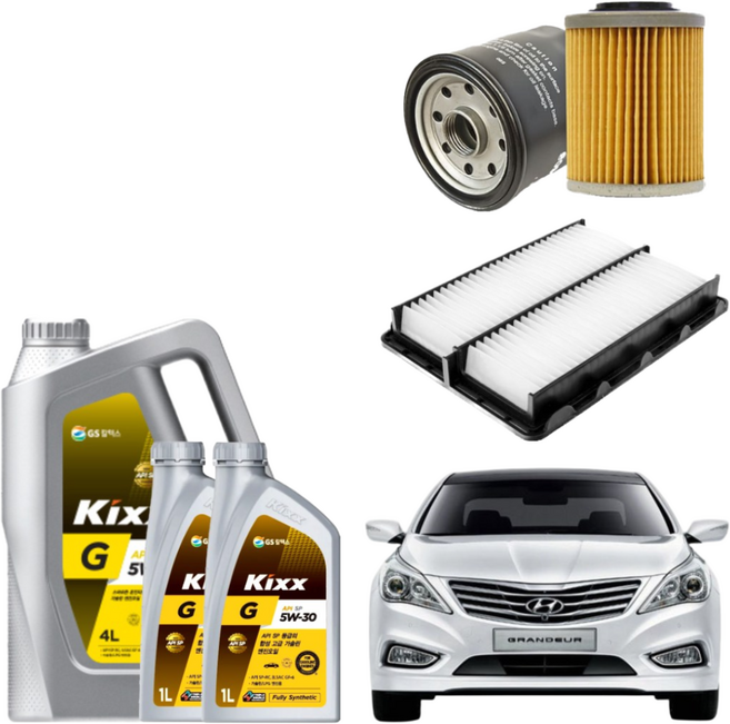 그랜저HG 3.0 가솔린 LPI 엔진오일세트 킥스G 에어필터 오일필터 순정 호환형, 6L, 5w30, 1세트
