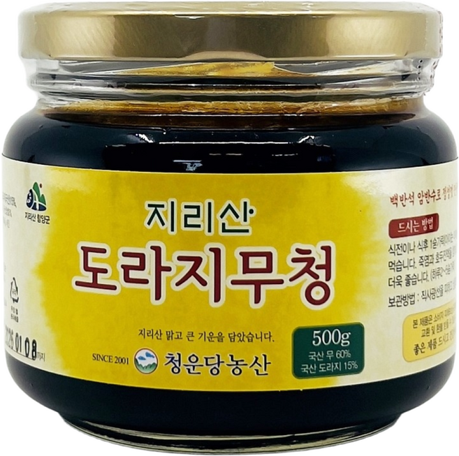 지리산 무 도라지청 무엿 수제 약도라지청, 1개, 500g