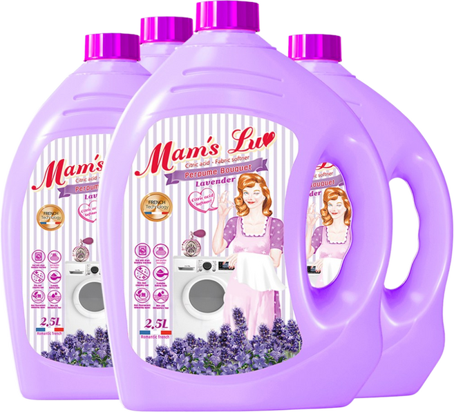 맘스럽 퍼퓸부케 라벤더 섬유유연제 2.5Lx4개입 프랑스 수입 라벤더향 구연산 첨가 고농축 프리미엄 고급향수 섬유케어 건조기시트 세제, 4개, 2.5L