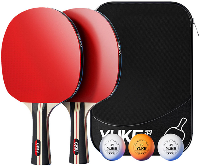 라온 탁구라켓 쉐이크핸드 탁구채 세트 라켓 2P+탁구공 3p+파우치 세트, 고급형, 1개