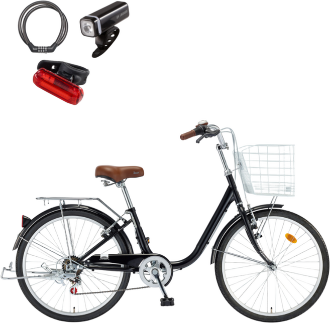 2026 삼천리 24 선데이 자전거 7단 클래식 시티형자전거, 1개, 159cm, 펄 블랙