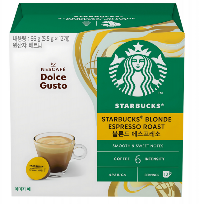 스타벅스 돌체구스토 블론드 에스프레소 캡슐커피, 5.5g, 12개입, 1개