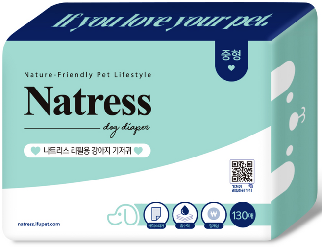 나트리스 리필용 강아지 기저귀, 중형, 130개입, 1개