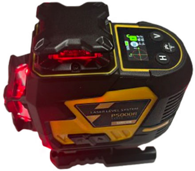 [신콘] P5000R 레드 40배밝기 / 4D 레드레이저 레벨기 리튬베터리 LCD화면 3단계 밝기조절 방진방수, 1개, 블랙