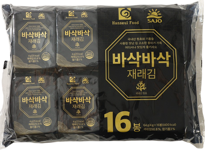 사조 도시락김 16봉 x 3묶음, 48개, 4g