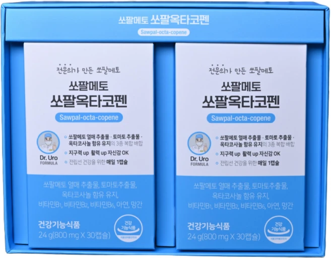 비뇨의학과 전문의 성분 배합 직접 만든 닥터유로포뮬라 쏘팔메토쏘팔옥타코펜 전립선 건강 120정 4개월분 60정 2개월분 전문의쏘팔메토, 2개, 30정 - 쿠팡