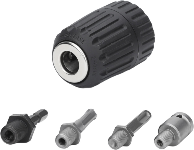 2-13mm 5pcs 드릴척 임팩 렌치 SDS 겸용 육각생크 라운드 생크 원터치키리스척, 1세트