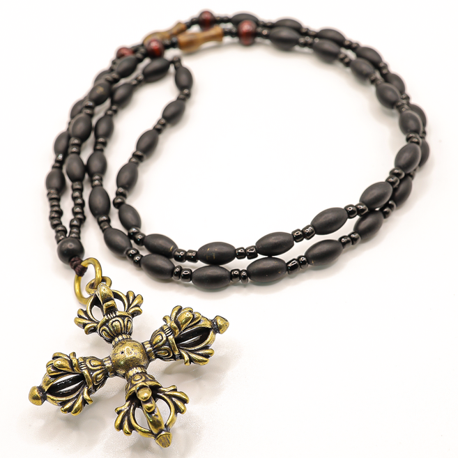 바르고공방 불교 황동 흑단 금강저 목걸이, 1개