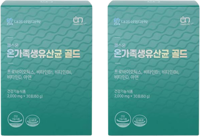 대웅생명과학 헬스온 온가족생유산균 골드 프로바이오틱스 장운동 장건강 배변활동원활 쾌변에도움 변비예방 딱딱한변에도움 온가족건강기능, 2개, 60g