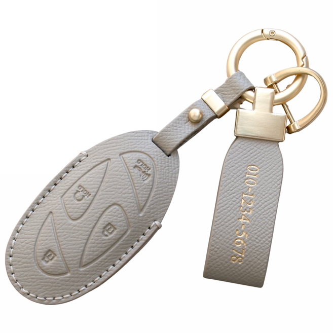 (무료각인)트니르 현대 호환 더올뉴 팰리세이드 더뉴투싼nx4 디올뉴싼타페mx5 쏘나타디엣지 더뉴아반떼cn7 올뉴코나sx2 그랜저gn7 아이오닉 전용 스마트 차 키케이스 가죽, 현대K타입(7버튼), 에토프그레이