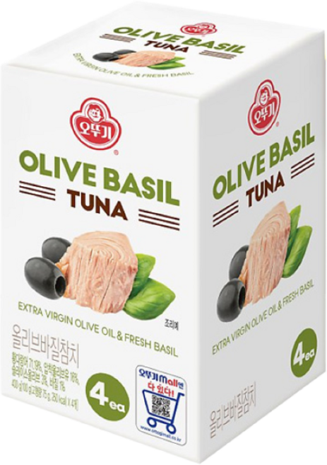 오뚜기 올리브 바질 참치, 100g, 4개
