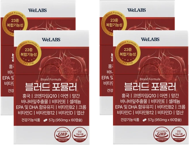 위랩스 블러드포뮬러 [이노시톨 코큐텐 l 이노시톨 홍국] [이노시톨 홍국 콜레스테롤 케어], 4개, 60정 - 쿠팡