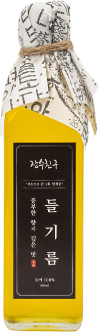 저온압착 살짝 볶은 건강 들기름 통들깨 100% 장수친구, 1개, 300ml