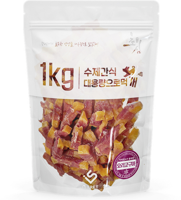 초심 대용량으로 먹개 수제 건조간식, 1개, 1kg, 오리고구마