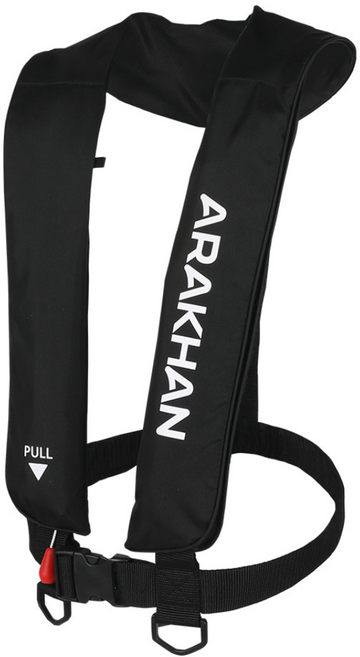 아라칸 가벼운 자동 팽창식 구명조끼 선상 낚시용 구명조끼 F003, 검정