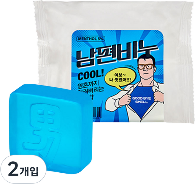 남편비누5퍼센트 남성용 쿨링 비누체취제거 체온 저감 효과, 100g, 2개입