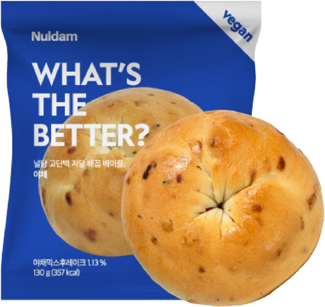 단백질 20g이상 고단백 저당 비건 배꼽베이글 야채, 4개, 140g