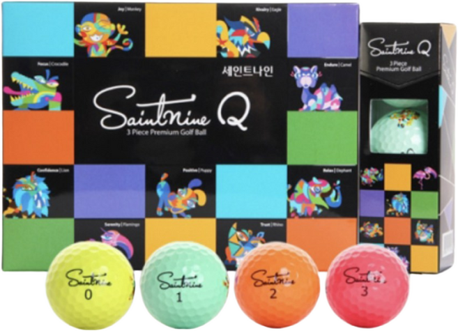 세인트나인 Q 소프트 컬러 골프공 3피스 12p, 옐로우, 그린, 오렌지, 핑크, 12개입, 1개