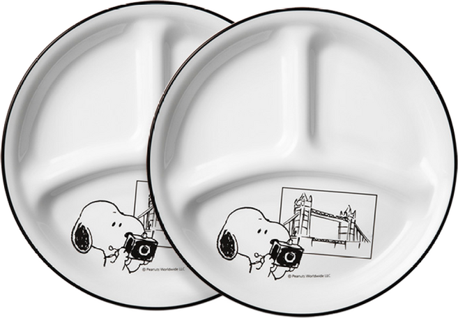 코렐 스누피앤찰리에디션 삼절접시소 2P, 혼합, 1세트