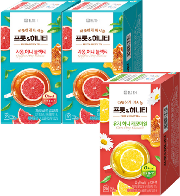 담터 프룻허니티 자몽허니블랙티 40T +유자허니캐모마일 20T, 1개, 1g, 1개입