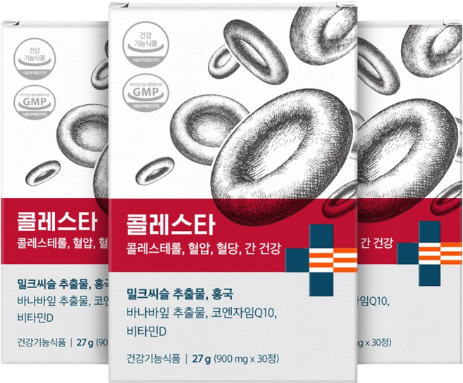 나우케어 NOWCARE 본사출고 콜레스타 홍국 LDL콜레스테롤 혈압 간건강 밀크씨슬 건강기능식품, 3박스, 30정