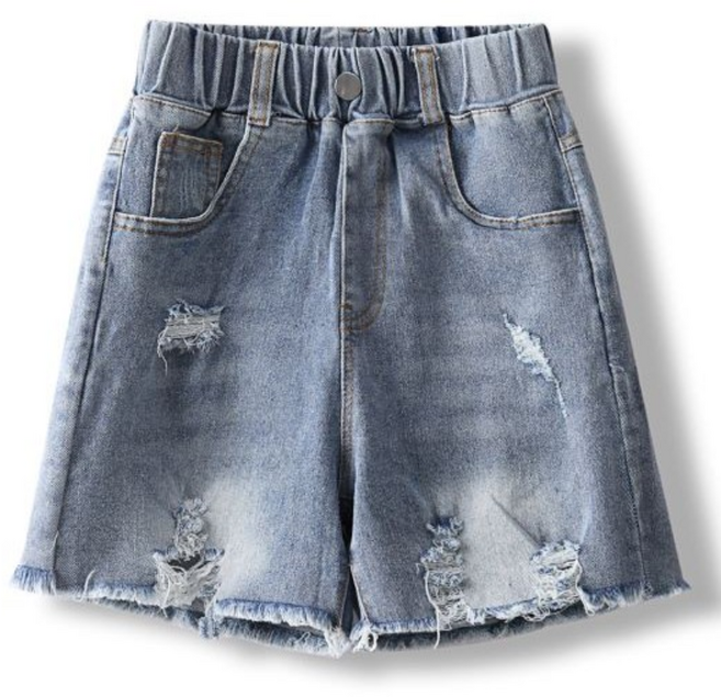 크리스탈하우스 아동 주니어 여아 스판 짱짱 찢청 반바지 CA017