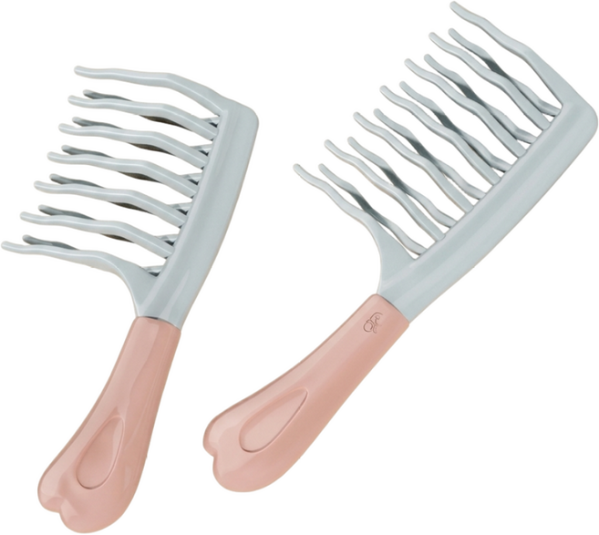 [1+1] 뱀수 파마 머리빗 커브 헤어 브러쉬, 2개, 올리브 그린+올리브 그린