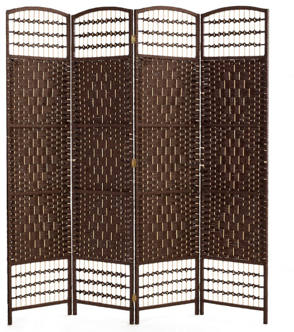 요고바라 인테리어 라탄 파티션 원목 칸막이 가리개 3~8단 단추가 가능, 4단, 원형커피