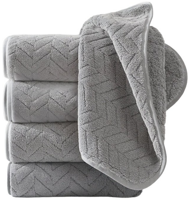 Ahomeone 호텔 수건 코랄플리스 고흡수력 세면타월 먼지없는수건 100g, 라이트 그레이, 5개