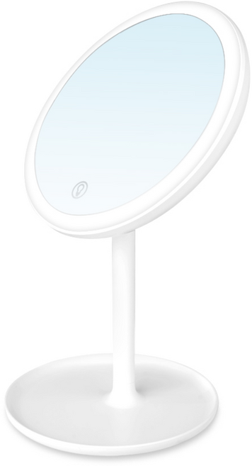 나비 LED 조명 화장 거울 173x173mm 메이크업 탁상 무드등 마그네틱 확대경 스탠드 충전식 NV53-CMR7, 화이트