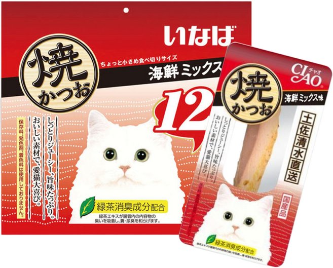 마더스캣 챠오 야끼 가다랑어 해물믹스 대용량 12개입, 1개