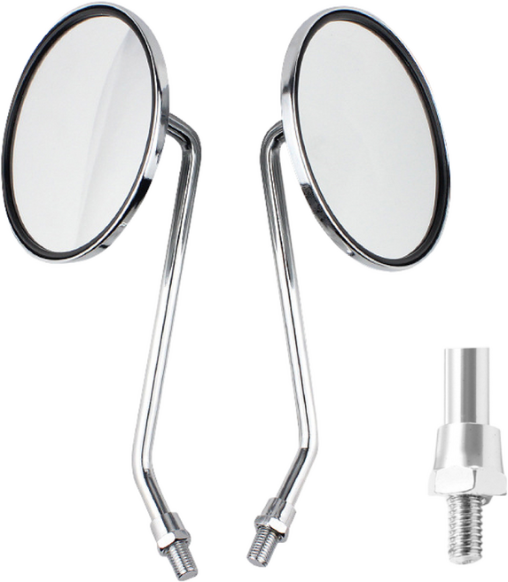 MOXI HK14 오토바이 백미러 8mm 10mm 원형 크롬 사이드미러 거울, 8mm정나사, 1세트