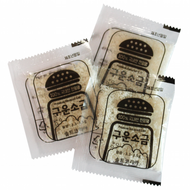솔트코리아 구운소금 3.5g 100개입 일회용 소포장 배달용 업소용 캠핑용 증정용, 350g, 100개