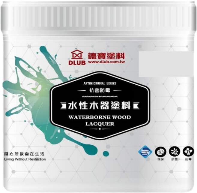 德寶 DLUB 水性木器塗料 防霉 乾燥快速 環保 1公升裝 75%平光, 1個