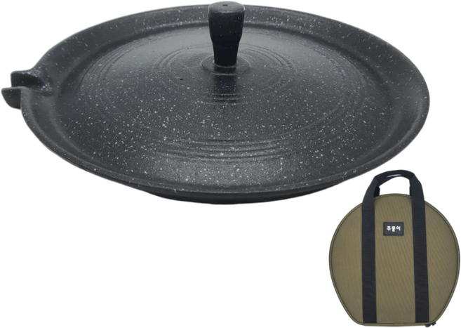 DAMDA 주물이 국내산 무쇠 솥뚜껑+전용가방 세트 구이판 캠핑 삼겹살 바베큐, 43cm, 1세트