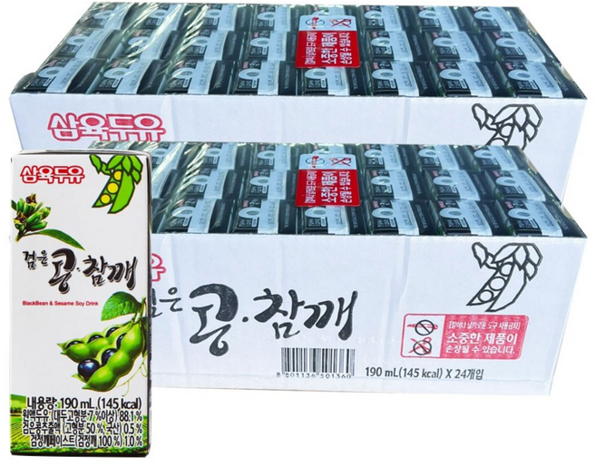 삼육두유 검은콩 참깨 두유, 190ml, 48개