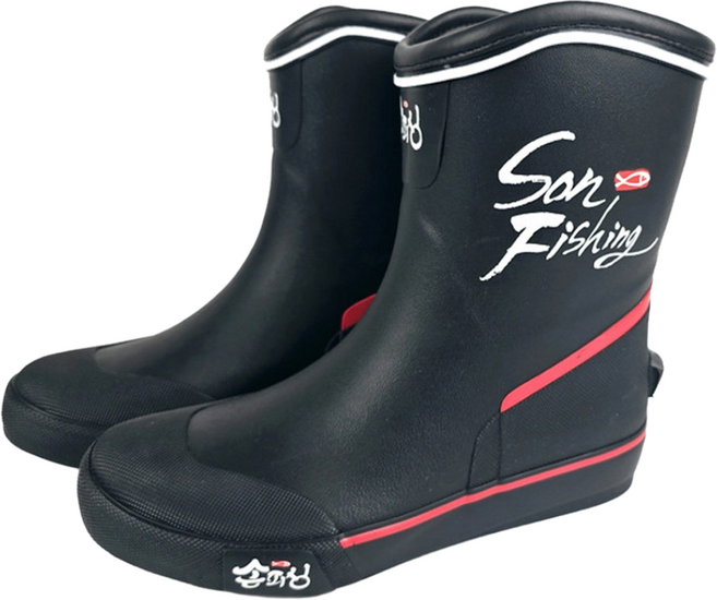 손피싱 경량 선상장화 발목 반장화 낚시장화, 블랙레드, 260