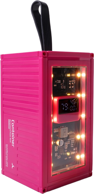 바나나랜드 컨테이너 고속충전 대용량 보조배터리 50000mah 아이폰 갤럭시 핸드폰 멀티 충전기 감성 캠핑 조명 랜턴 후레쉬 차박 글램핑 여행 낚시 장비 준비물 필수품 밧데리, 컨테이너 마젠타핑크(50000mah)