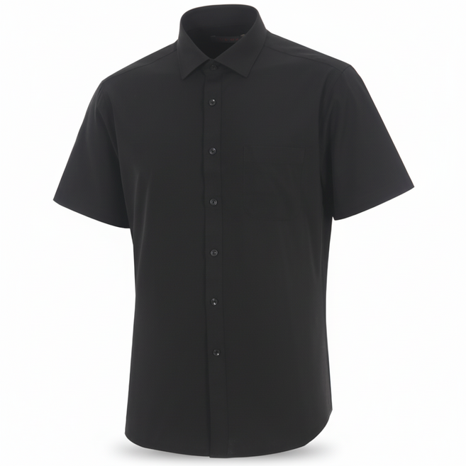 엘르 남성 솔리드 사방스판 컴포트 레귤러핏 반팔셔츠 97079