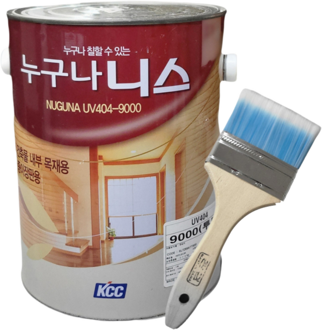 KCC 누구나니스 4L 유광 투명 목재용 실내용 바니쉬 코팅(투명유광)+PP평붓3인치, 유광투명, 1개