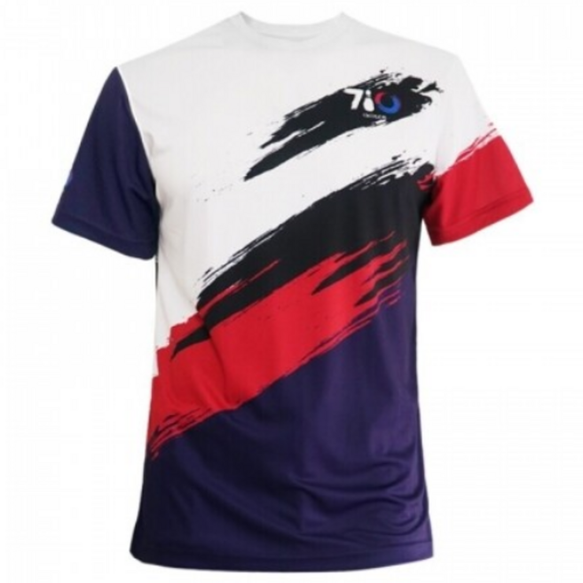 칠텐 남녀공용 스포츠 드라이쿨 기능성 볼링 반팔 티셔츠 태극 디자인