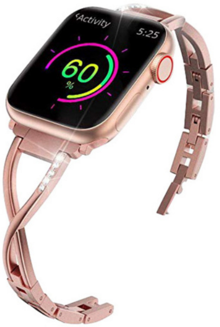 포유 애플워치 슬림 다이아 메탈 스트랩 루프 시계줄 줄질 밴드, 애플워치 슬림X다이아 스트랩, 42/44/45/49mm(공용), 로즈골드