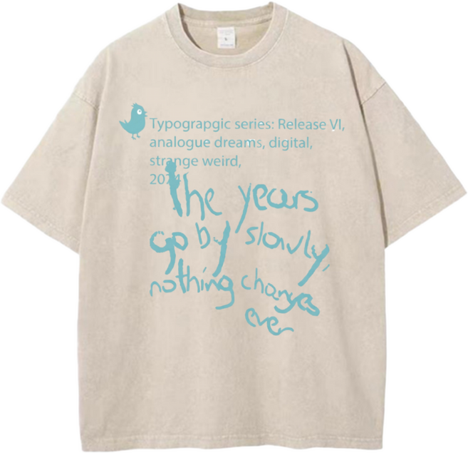 피그먼트 워싱 빈티지 순면100% 16수 손글씨 슬로우 타임 감성 레터링 반티오버핏 빅사이즈 S-5XL에이비씨홈