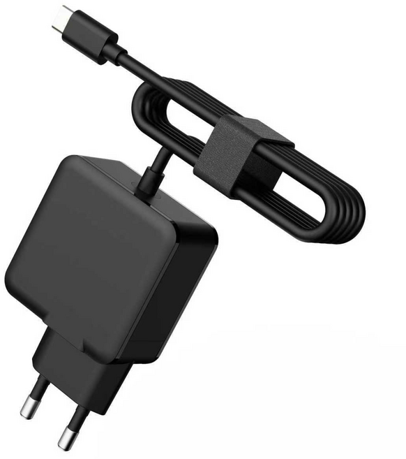 65W 질화갈륨(GaN) PDPPS 초고속 충전기 Type-C 포트 1.5m 일체형 케이블 노트북 / MacBook / LG / 삼성 / 태블릿 등 급속 충전 가능, 1개, 블랙